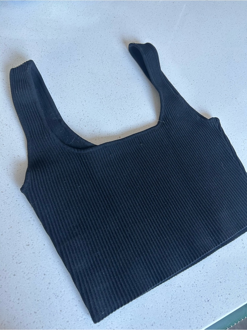 Glassons Black Ribbed Square Crop Tank - Picture 3 of 4